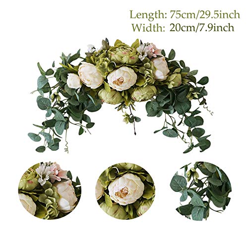 Wddh 29.5Inch Floral Swag, Colorful Mixed Spring Floral Swag With Peony Flowers And Eucalyptus Leaves, Front Door Lintel Decorative Swag, Wedding Arch Flower For Home Garden Decor #TOP1