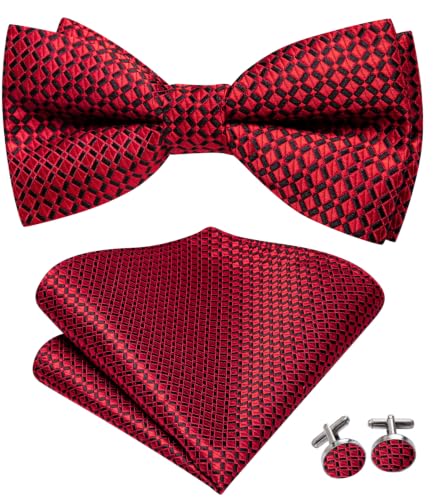 Image of Dubulle Mens Paisley Striped Bowtie Set Pre-tied Bowtie for Men and Pocket Square Set Wedding Business