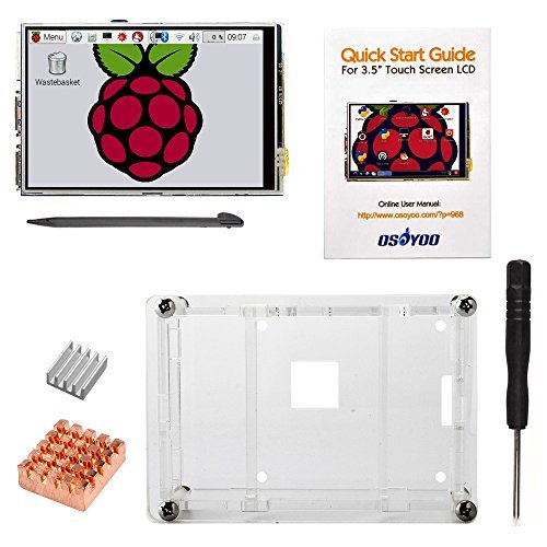 OSOYOO Raspberry Pi 3 3.5” LCD Touch Screen Display Monitor + Clear Case + 2PCS Cooling Heat Sinks + Screwdriver Kit