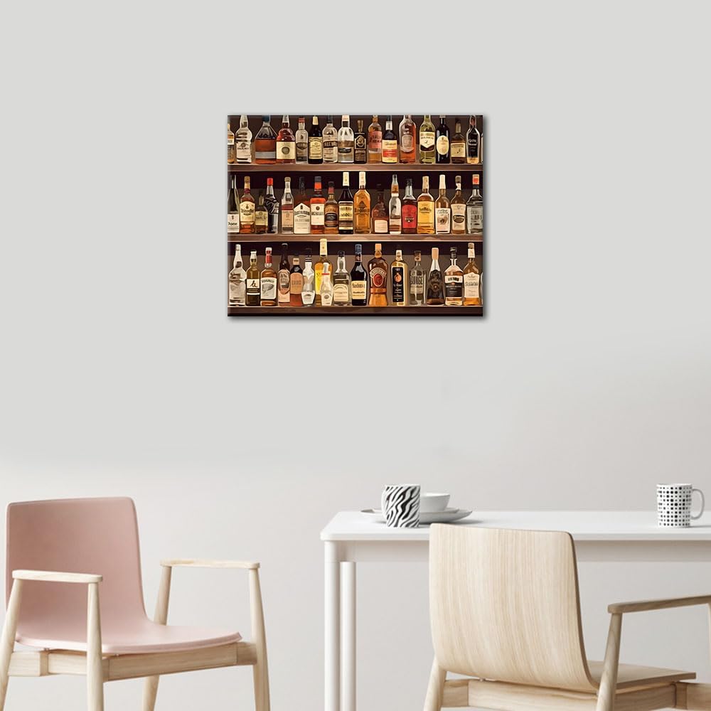 TUMOVO Liquor Bottle Framed Paint by Numbers Kit for Adults, Paint by Number on Canvas for Beginners Whiskey, Acrylic Painting Kits for Gift Home Wall Decor Bar Pub Club 16"x20"