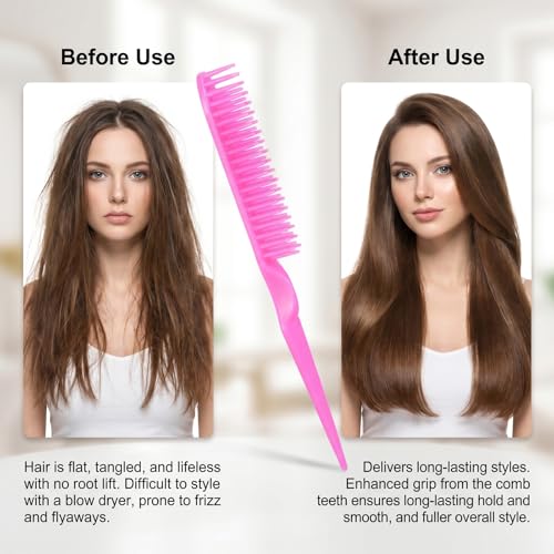 4 Peines de 3 Filas para Cabello Rizado Plástico Rosado miniatura 3
