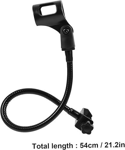Miniatura 2 de Soporte de micrófono de cuello de cisne ajustable para escritorio, transmisión en vivo, soporte de micrófono negro, brazo flexible y base compatible