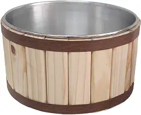 Dema Madeiras Balde de Gelo para Cerveja de Alumínio e Madeira de Pinus para 12 long neck (tina)