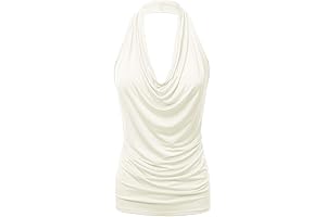 Women's Halter Neck Front Draped Backless Tank Top Made in USA (S-3XL):...