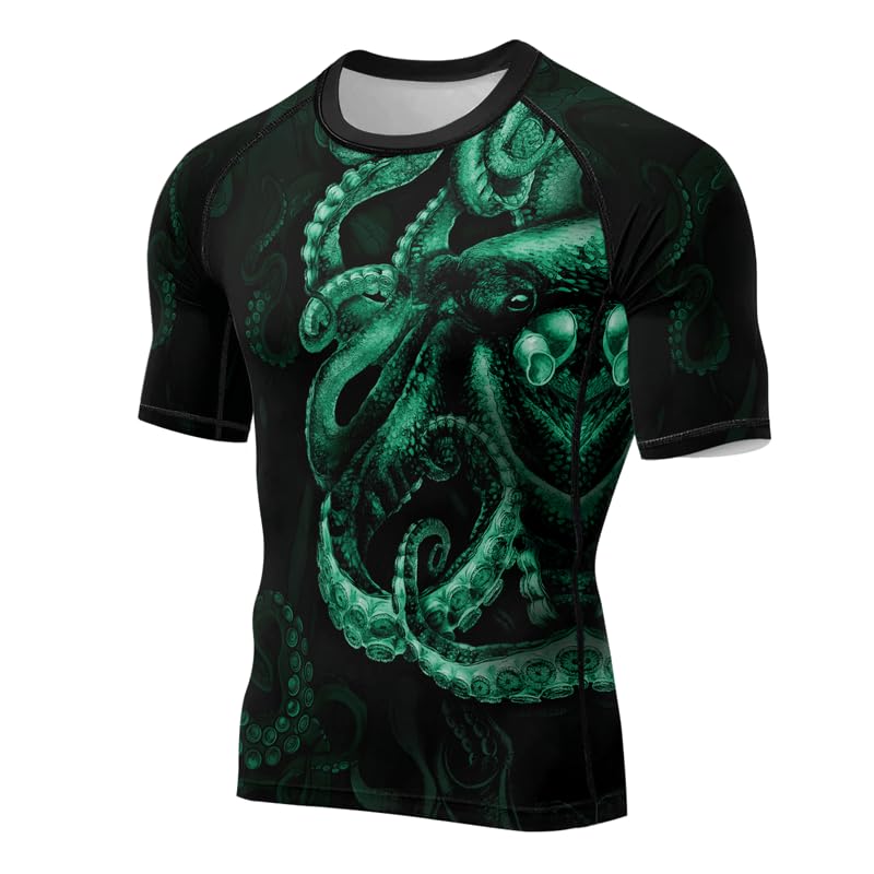 Octopus Men’s Short Sleeve No Gi BJJ Rashguard Baselayer Skin Performance Shirts for MMA Jiu-Jitsu2