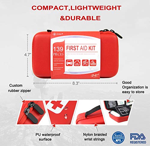 SHBC Compact First Aid Kit (139 Piece) Adventure Medical Kits Waterproof- Includes Emergency Blanket, Fire Starter, Compass, Wire Saw for Survival, Home, Car, Camping, Hiking, Hunting, Sport - Image 4