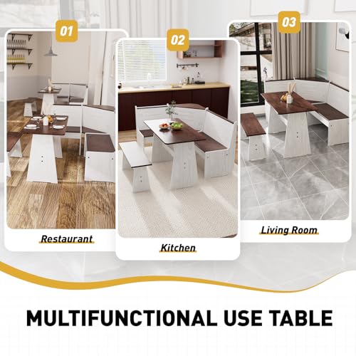 Image of Breakfast Nook Table Set Kitchen - Corner Dining Table Set for 4-6 people