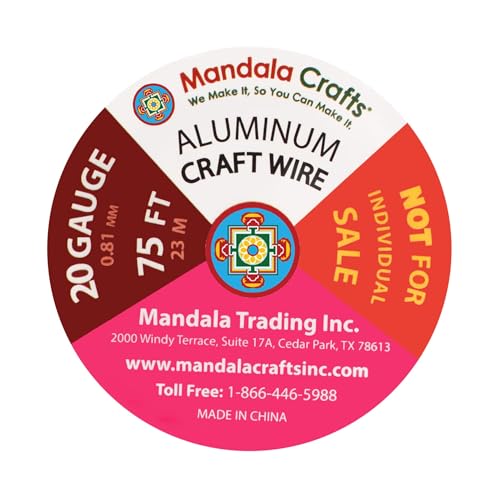 Image of Mandala Crafts 20 GA Red Copper Black Assorted Anodized Aluminum Craft Wire | 450 FT, Colored, Flexible, Bendable for Bonsai Armature Sculpting Wire Wrapping Jewelry Making, Weather & Tarnish Resistant