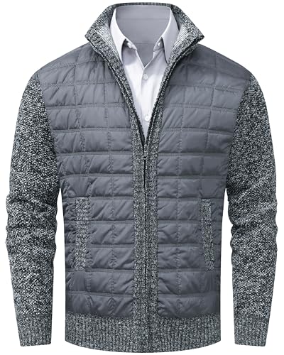 Image of VtuAOL Men's Cardigan Sweaters Casual Full Zip Sweaters Knitted Cardigan with Pockets