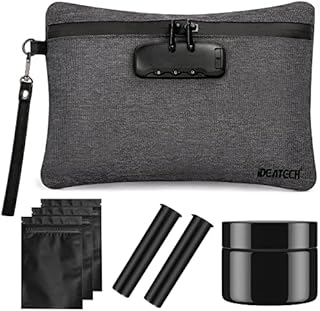 Smell Proof Bag, Smell Proof Containers with Combination Lock, Smell Proof Stash Bag, Money Safe Organizer, Odor Proof Case Storage Bags for Travel, Smell Proof Pouch with Smell Proof Baggies (Black)