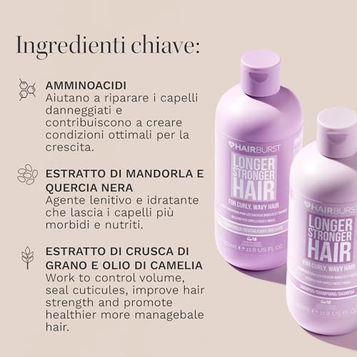 HAIR BURST Set Ricci & Mossi - Shampoo e Balsamo, Senza Solfati/SLS/Parabeni, Aminoacidi, Estratto di Mandorla, Olio di Ciliegia - Definizione Ricci, Anti-Crespo, Idratazione - 4