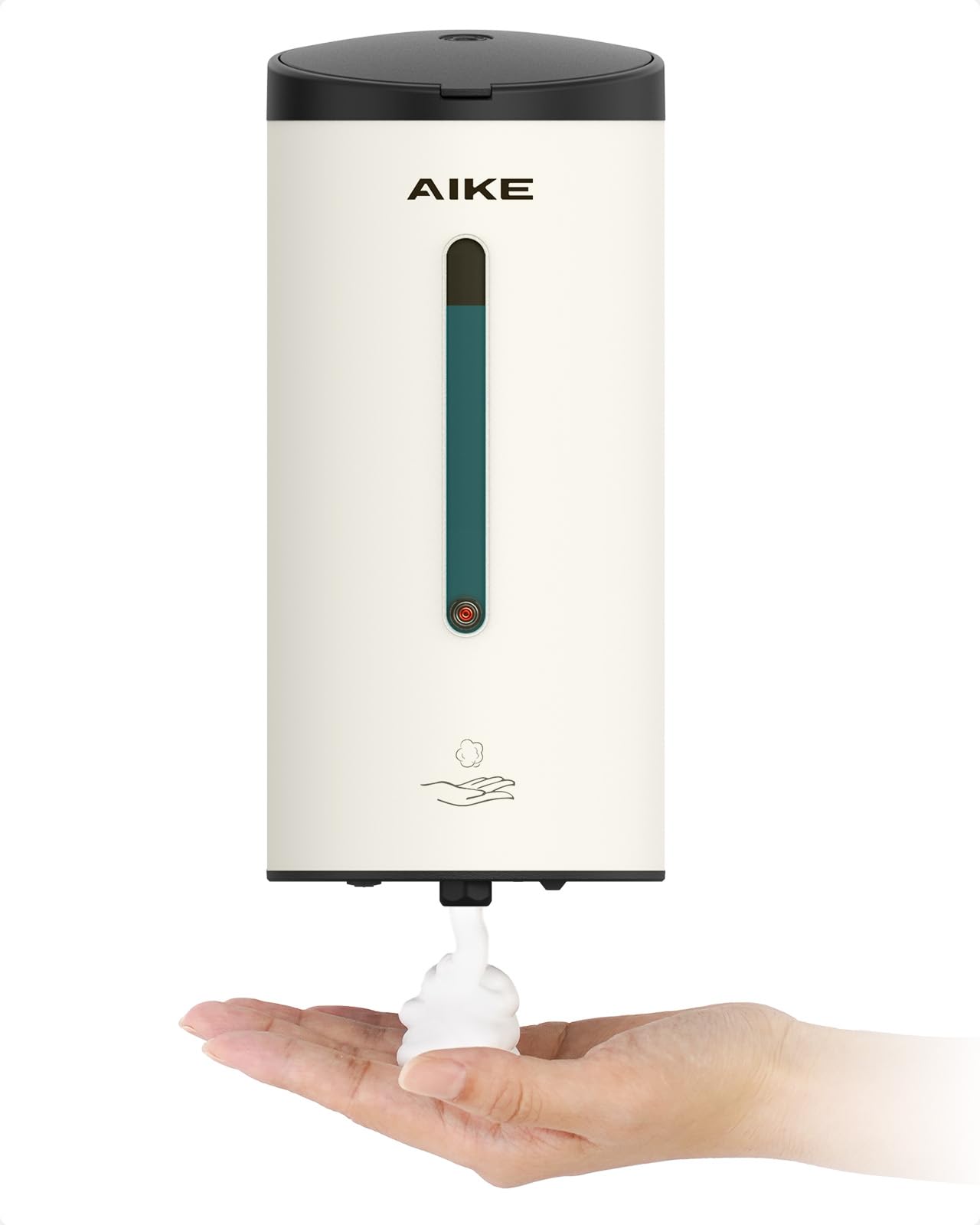 AIKE FoamCore Automatic Foam Soap Dispenser, Wall Mounted for Commercial Use, 750 ml Stainless Steel for Foaming Hand Soap (White Stainless Steel)