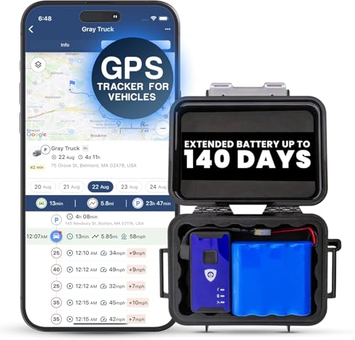 Brickhouse Security GPS Car Tracker - Hidden Tracker for Vehicles - Long Lasting Battery 140-Day LTE GPS Tracking Device for Vehicles with Magnetic Case & Extended Battery - Subscription Required
