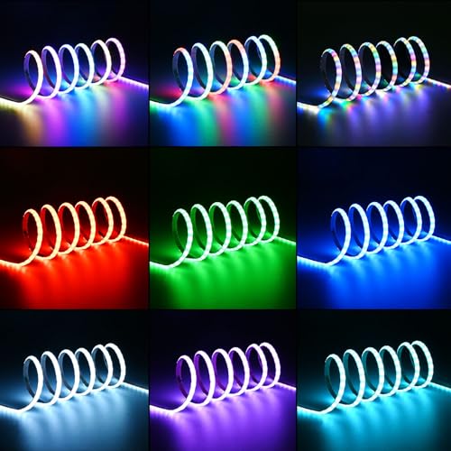 TOPAI 5V COB WS2812B LED Strip 5mm Ultra Thin 5M RGB Smart IC Individually Addressable 160LEDs/M, Flexible LED Tape Adhesive Cuttable for TV Backlighting, Room, PC Lighting - Image 3