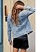 Luvamia Women's Distressed Denim Shirt Jacket - Light Blue Utility Jacket - Summer Jean Top - Size Large (Fits 12-14)