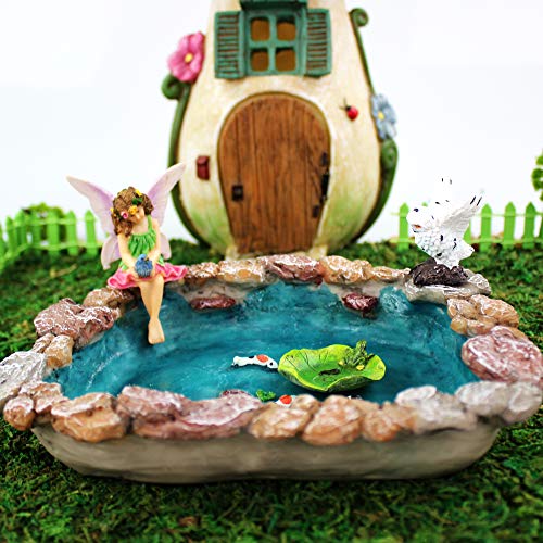 NW Wholesaler Fairy Garden Miniature Koi Pond - 8 Inches - Pond for Fairy Gardens, Enchanted Gardens, Dollhouses, and Miniature Gnome Gardens