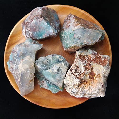 Image of Aquaprase Crystal Raw for Meditation & Reiki (1 Kg) | Natural Gemstone for Emotional Healing & Communication | Decorative Crystal Showpieces for Vastu Home Decor & Office Desk Decoration (3-4 Pcs)
