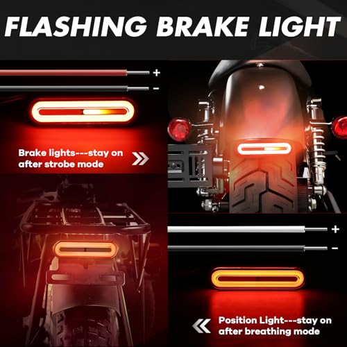 Image of Alopee 5 inch Universal Led Motorcycle Tail Lights 12V-80V, 1 Pack | Dual Color Rear Brake and Turn Signals IP67 Waterproof for Dirt Bike ATV Tail Light Scooter Truck Trailer and Golf Cart