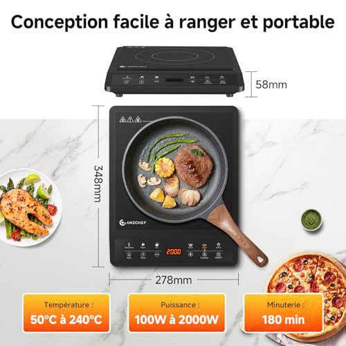 AMZCHEF Plaque Induction, - Image 5