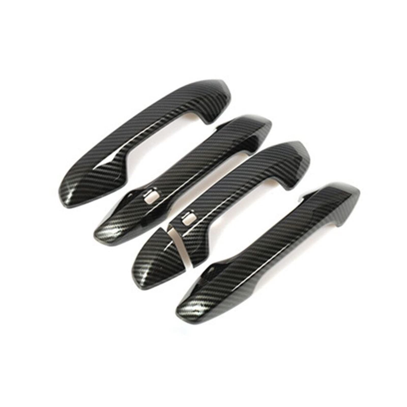 Qwqthgs One Color Car Exterior Door Handle Cap For Kia Seltos K3 2019-2022 Carbon Fiber Chrome Car Door Handle Cover Trim Sticker Styling Accessories Decal Overlays(Carbon 2 Buttons)