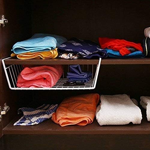 Image of Styleys Metal Under Shelf Basket Wire Rack for Extra Cabinet Storage 13.5-inch (13.5 Inch 1 Pcs White) - S11027A, Hanging Shelves