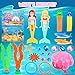 HUUIDY Pool Toys, Swim Diving Toys for Kids Set with Upgraded Shell Treasure Chest, Pool Mermaid with Storage Bag Pool Game Summer Beach Water Birthday Party Gift(Shell Box)