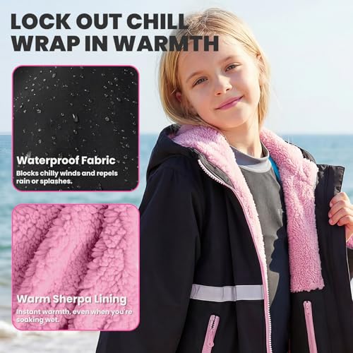 Image of Owntop Swim Parka Adult Kids | Waterproof & Quick-dry | 2-Way Zipper | Oversized Hooded Changing Robe for Beach Pool