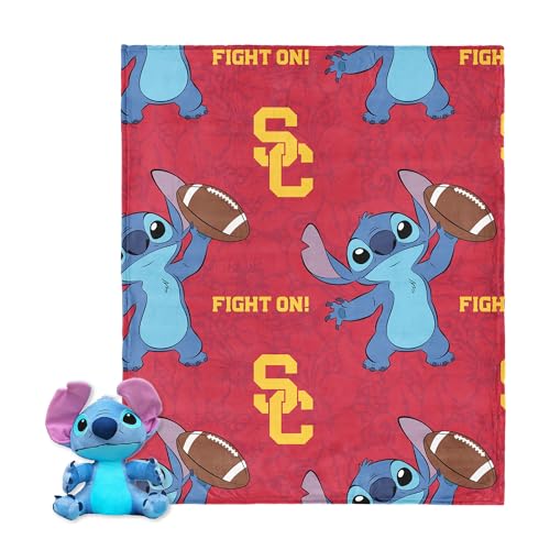 Northwest NCAA USC Trojans Stitch Hugger Pillow & Silk Touch Throw Blanket Set, 40 x 50 Inches