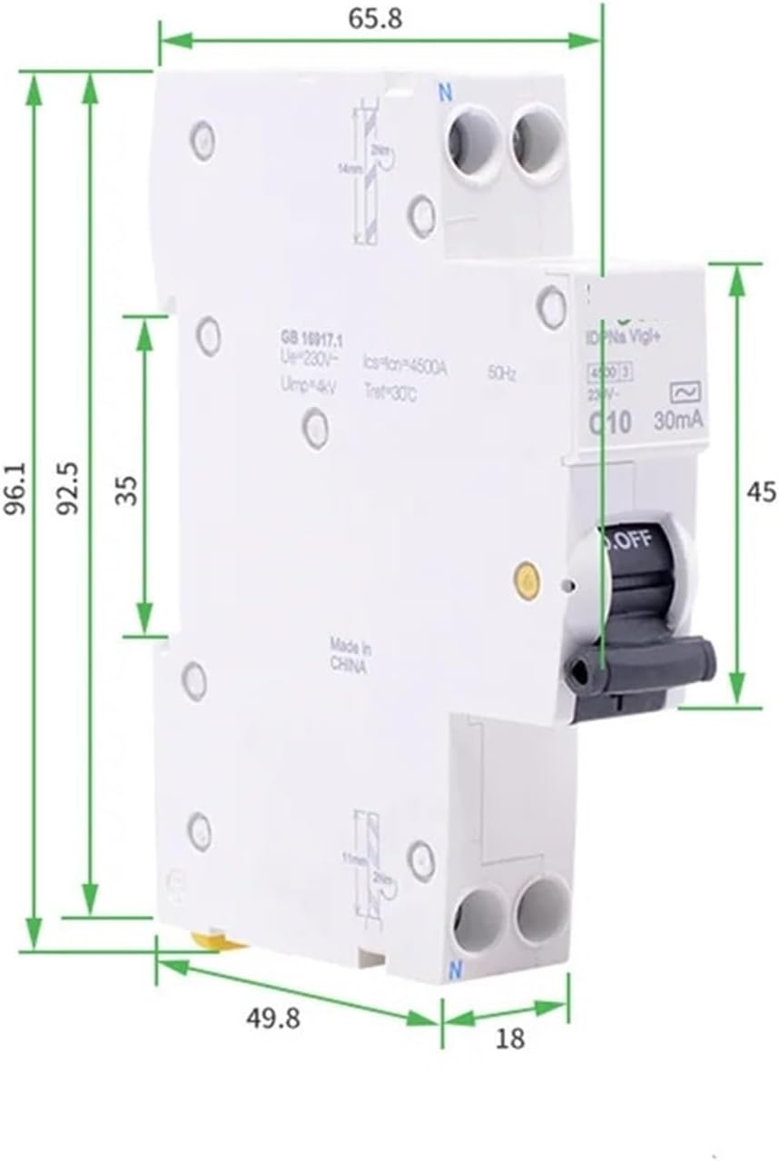 Vigi+ 1P+N Leakage Circuit Breaker 30mA Residual Current Operation Protection Device 10A 16A 20A 25A 32A(6A)
