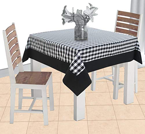 Image of AIRWILL Cotton Checkered Pattern 2 Seater Table Cloth Pack of 1 pc (Black)
