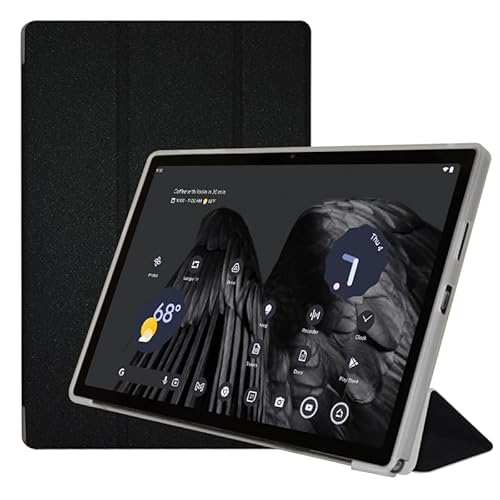 Heioloo Hülle für Teclast T45HD Schutzhülle Klappständer mit Auto Schlaf/Wach Superdünn Durchsichtige Bumper Rückseite Cover [Weiche TPU Schutzhülle] [PU Leder] Schwarz