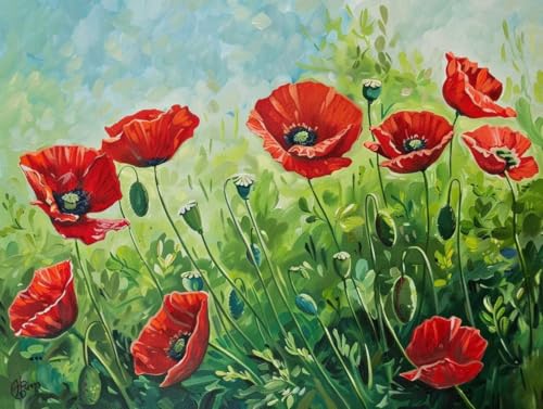 Diamond Painting Coquelicots 70x90cm | Peinture Diamant 5D