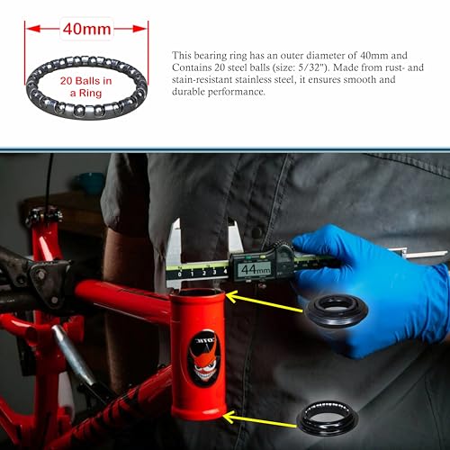 Image of De Venta Bicycle Headset Kit 13-Piece for Threadless Forks | Fits 44mm Head Tube | 1-1 /8 inch Fork | Cones, Crown Race, Bearings