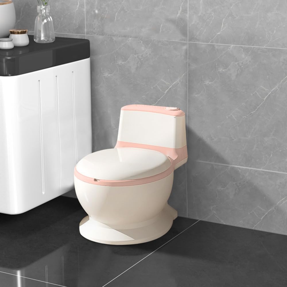 Maceta blanca Baby WC infantil, con sonido de drenaje, base antideslizante para la seguridad de tu bebé rosa, 2 unidades