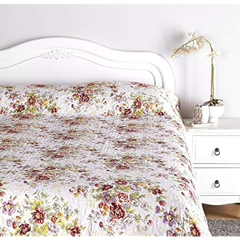 Diana Cowpe Floral Quilted Bed Throw Cover