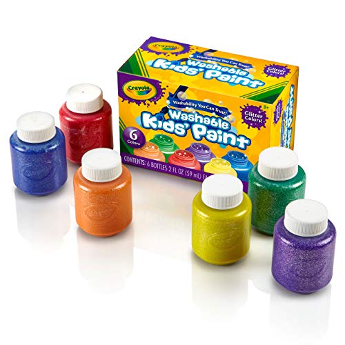 Crayola Washable Glitter Paint Great for Classroom Projects, 6 Count