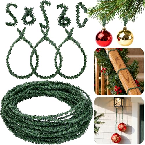 codree 50 Ft Christmas Artificial Pine Wire Garlands, Flexible Christmas