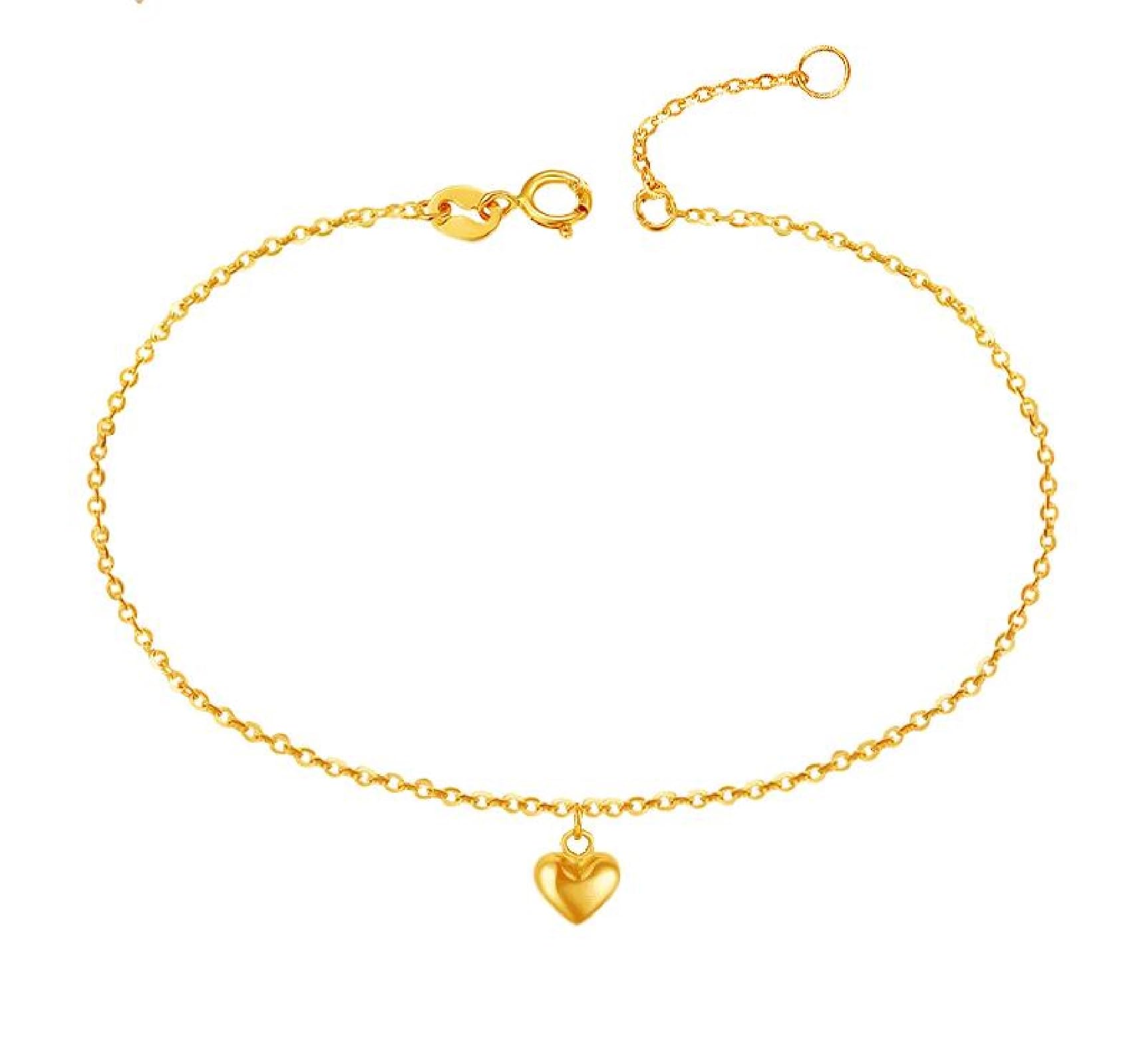Wycian Cavigliera a forma di cuore, in oro giallo 18 carati, per donna, matrimonio, regalo, Diamante