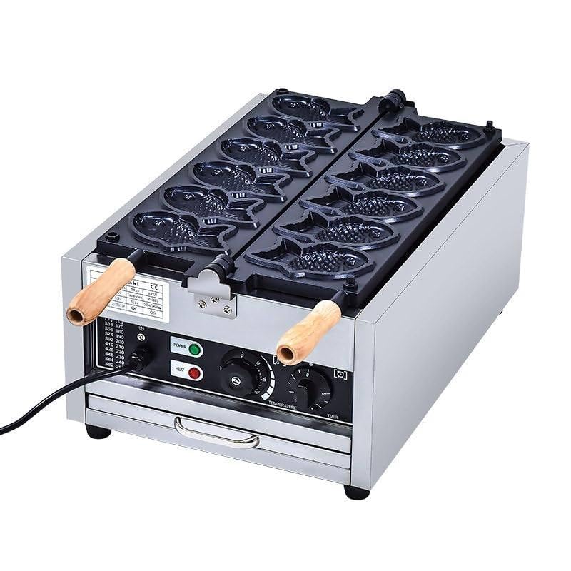 Máquina Comercial Para Hacer Gofres Tipo Pez, Mini Gofrera Con Forma De Pez, De Acero Inoxidable Antiadherente, Para Restaurantes, Cafeterías, Tiendas De Refrigerios Y Puestos De Comida