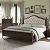 AMERLIFE King Size Solid Wood Bed Frame Transitional Platform Bed with 525 Upholstered Tufted Headboard RubberwoodRoman Column AccentsWood Slat SupportNo Box Spring Needed