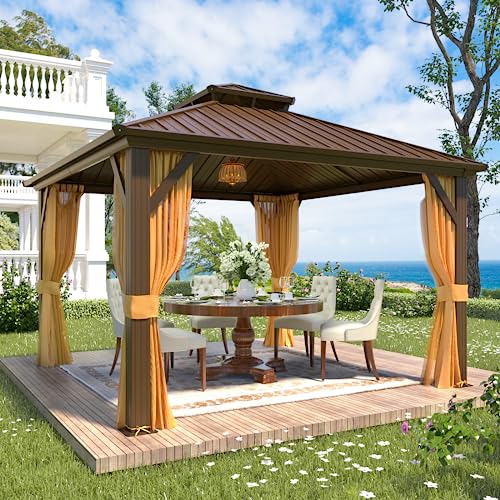 YOLENY 12' x 12' Hardtop Gazebo, Metal Gazebos with Aluminum
