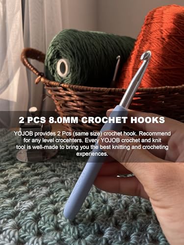Image of 2Pcs 8.0mm Crochet Hooks, Ergonomic Crochet Hook for Arthritis and Beginners, Extra Long, Smooth, Comfortable (Size L / 8.0mm)
