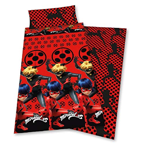 Asditex Juego de Sábanas Infantil 3 Piezas Miraculous Prodigiosa Ladybug para Invierno...