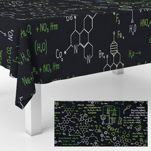 Junliang Chemistry Tablecloths Chemical Element Experiments Theme Table Cover Supplies for Happy Birthday Wedding Anniversary Party Decorations 53 x 108 inch
