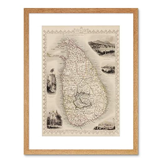 Wee Blue Coo Ceylon Sri Lanka karta inramad väggkonst tryck