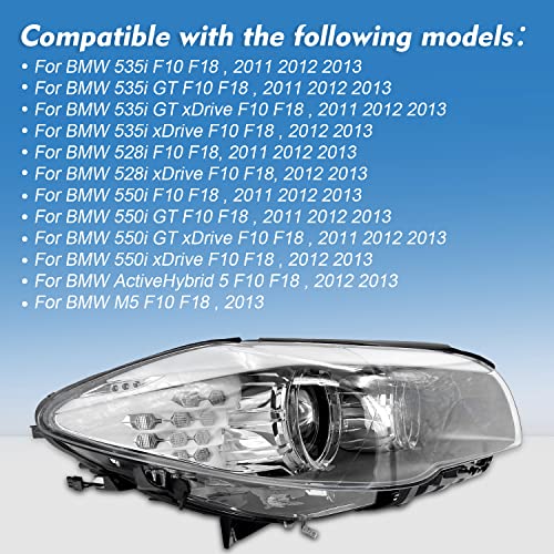 Loftmarte Xenon Headlight Adaptive Afs Compatible With Bmw 5 Series 535I 528I 550I M5 Activehybrid 5 F10 F18 2011-2013 (Right Passenger Side) #TOP2