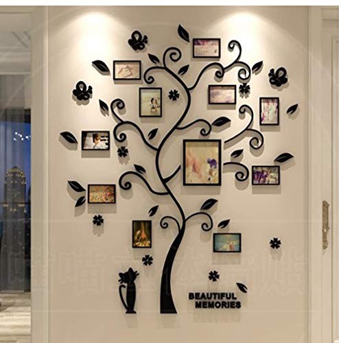 ST4U Árbol 3D de la Etiqueta engomada de acrílico álbum de Fotos para Etiqueta de la Pared Forma del árbol de Vinilo Decorativo Decoración Cartel de la Pared Que cuelga Negro