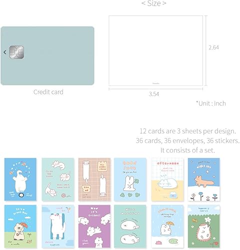 Miniatura 2 de Monolike Tarjeta Día a día, Story town afternoon Ver.2 - Mezcla 36 Mini Postales, 36 sobres, 36 pegatinas Paquete