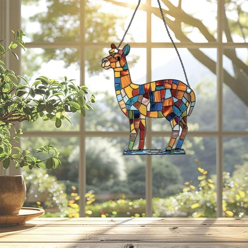 Image of Llama Acrylic Ornaments Suncatcher Women Men Gifts Christmas Decor
