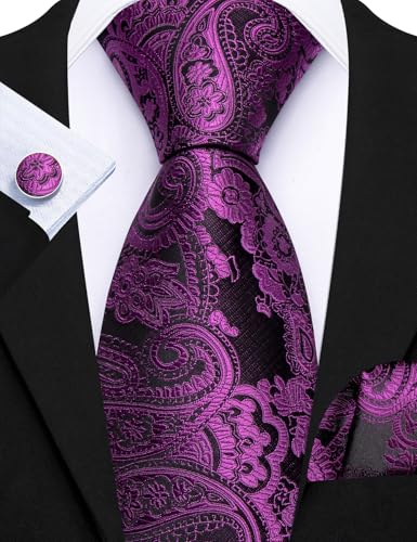 Image of Barry.Wang Men 6PCS Tie Silk Gift Necktie Clip Woven Tie Sets Party | Men Tie Classic Silk Gift Necktie With Tie Clip Jacquard Woven Neck Ties 6PCS Formal Wedding